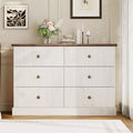 6-Drawer Fluted Dresser,47Modern Horizontal Wood Chest of Drawers with Metal Handles,Stylish Bedroom Storage for Guest Room or Apartment