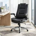 High Back Executive Office Desk Chair, Leather Task Chair with Adjustable Tilt Lock, Flip-up Arms, Ergonomic Chair, Black