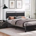 ACOINEL Wooden Panel Queen Headboard, Adjustable Height Head Board with Metal Frame &amp; Bed Frame Adapter, Minimalist Black Headboard