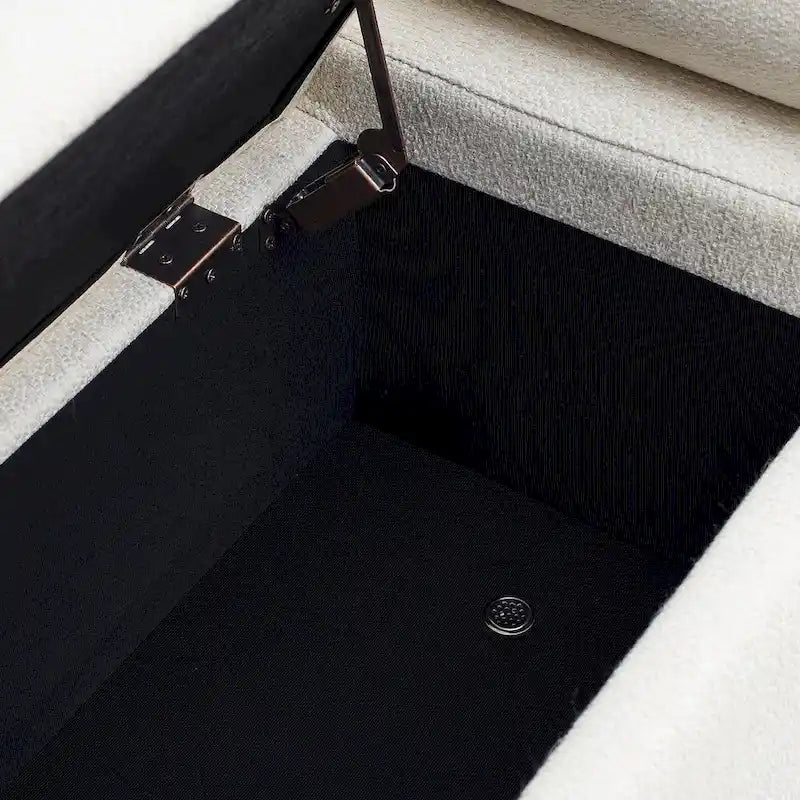 Upholstered Linen Storage Bench with Cylindrical Arms and Gold Metal Legs