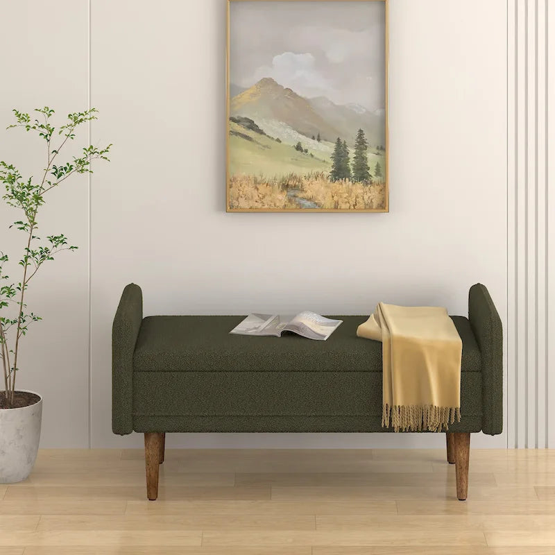 Linen Fabric Storage Stool, ,with Storage Space, Suitable for Apartments, Living Rooms and Bedrooms