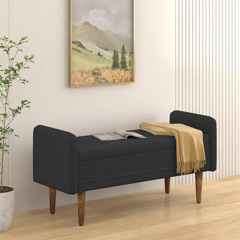 Linen Fabric Storage Stool, ,with Storage Space, Suitable for Apartments, Living Rooms and Bedrooms