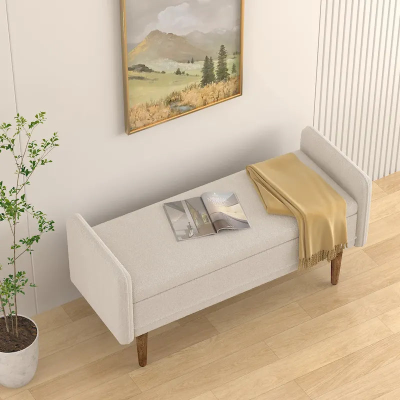 Linen Fabric Storage Stool, ,with Storage Space, Suitable for Apartments, Living Rooms and Bedrooms