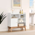 Colorblocking Storage Cabinet with Solid Wood Base & feet, Floor Cabinet
