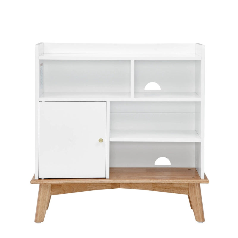 Colorblocking Storage Cabinet with Solid Wood Base & feet, Floor Cabinet