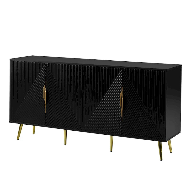 Stylish Sideboard with Wave Geometric Design, Conical Legs, Adjustable, Suitable for Study, Entryway and Living Room