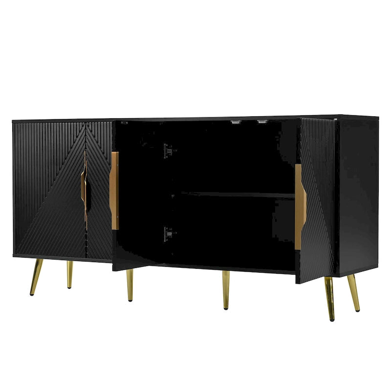 Stylish Sideboard with Wave Geometric Design, Conical Legs, Adjustable, Suitable for Study, Entryway and Living Room