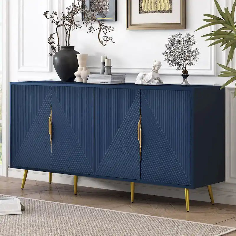 Stylish Sideboard with Wave Geometric Design, Conical Legs, Adjustable, Suitable for Study, Entryway and Living Room
