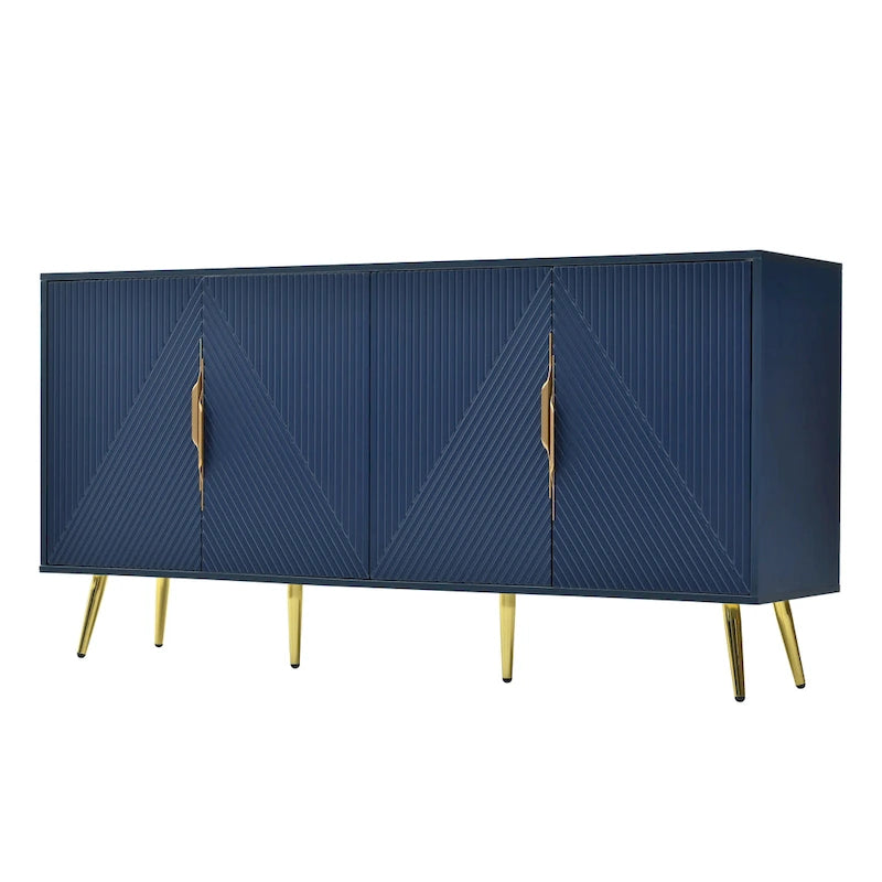 Stylish Sideboard with Wave Geometric Design, Conical Legs, Adjustable, Suitable for Study, Entryway and Living Room