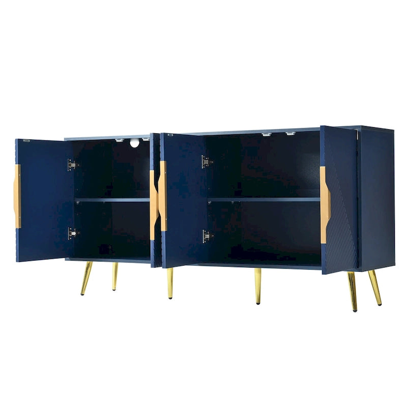 Stylish Sideboard with Wave Geometric Design, Conical Legs, Adjustable, Suitable for Study, Entryway and Living Room