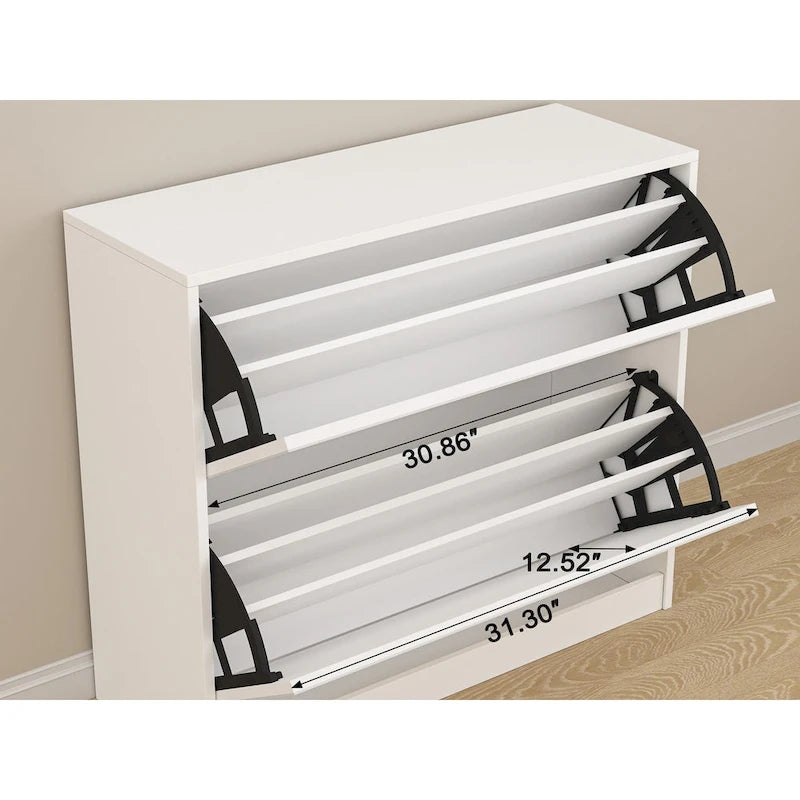 2 Tier Shoe Storage Cabinet with Draders for Entryway,Bedroom, Flip Door Design Shoe Cabinet