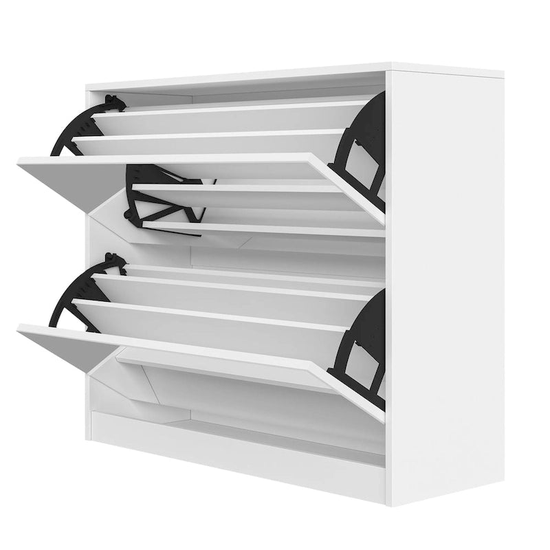 2 Tier Shoe Storage Cabinet with Draders for Entryway,Bedroom, Flip Door Design Shoe Cabinet