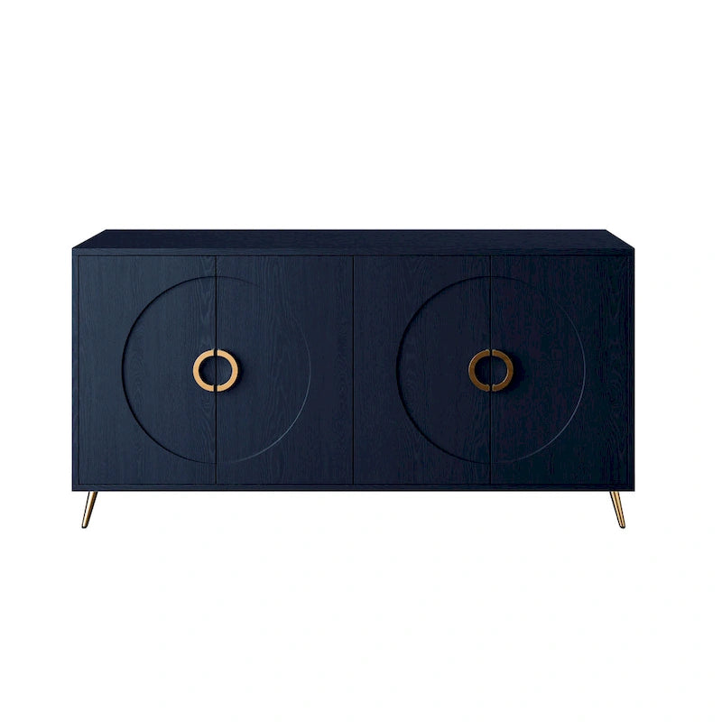 Modern Lacquered 4 Door Wooden Cabinet Sideboard Buffet Server Cabinet for Living Room, Entryway, Hallway, Office