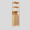 Storage Tall Slim Cabinet with Shutter Door and 3 Tier Shelves, Freestanding Linen Tower Cabinet for Living Room