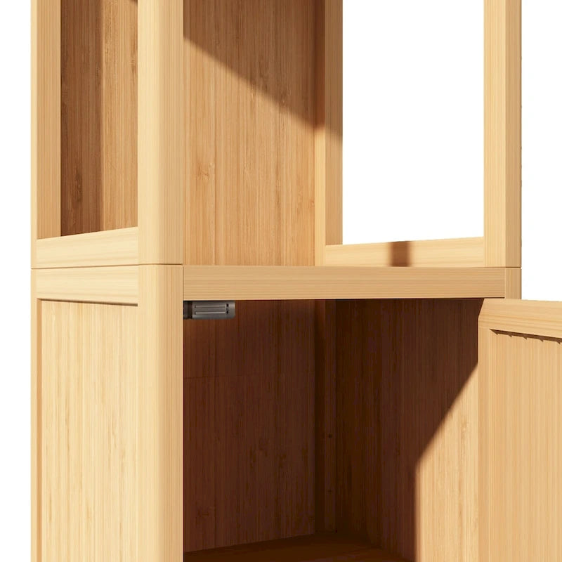 Storage Tall Slim Cabinet with Shutter Door and 3 Tier Shelves, Freestanding Linen Tower Cabinet for Living Room