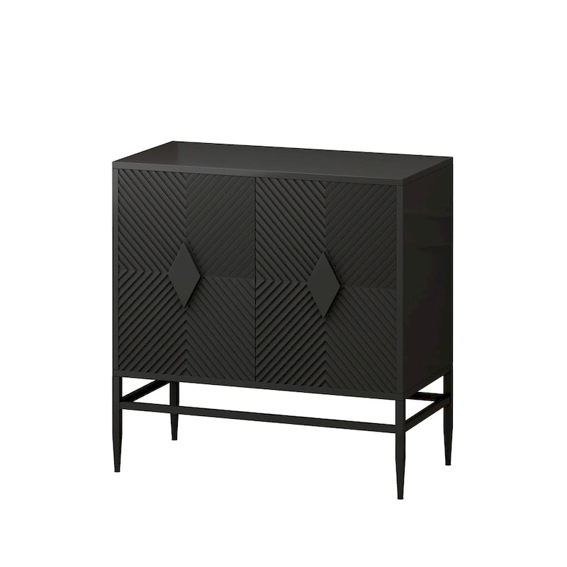 31.50 2 Door Wooden Storage Cabinet Accent Cabinet with Metal Leg Featuring Two-tier Storage, for Living Room, Entryway