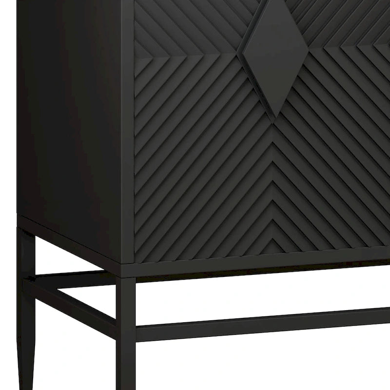 31.50 2 Door Wooden Storage Cabinet Accent Cabinet with Metal Leg Featuring Two-tier Storage, for Living Room, Entryway