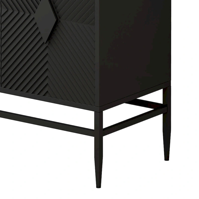 31.50 2 Door Wooden Storage Cabinet Accent Cabinet with Metal Leg Featuring Two-tier Storage, for Living Room, Entryway