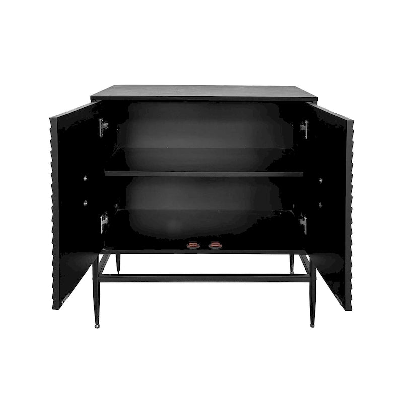 31.50 2 Door Wooden Storage Cabinet Accent Cabinet with Metal Leg Featuring Two-tier Storage, for Living Room, Entryway