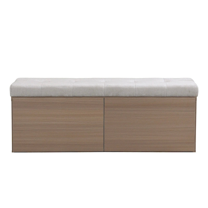 49 Shoe Storage Bench Entryway Shoe Cabinet Storage Ottoman with Padded Seat Cushion and Double Doors for Entryway, Bedroom
