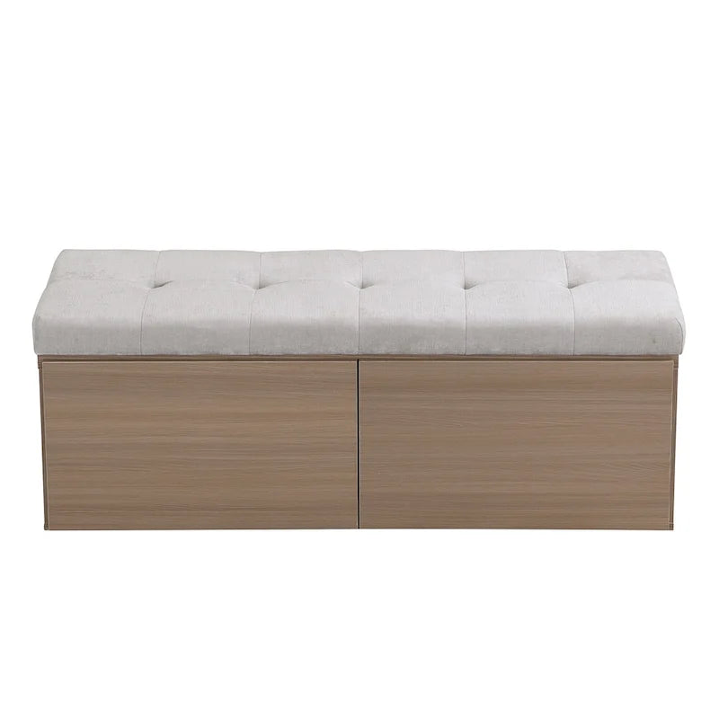 49 Shoe Storage Bench Entryway Shoe Cabinet Storage Ottoman with Padded Seat Cushion and Double Doors for Entryway, Bedroom