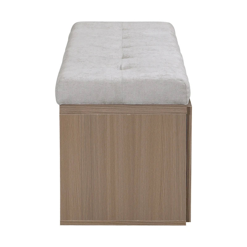 49 Shoe Storage Bench Entryway Shoe Cabinet Storage Ottoman with Padded Seat Cushion and Double Doors for Entryway, Bedroom