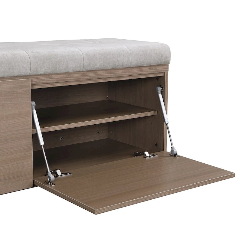49 Shoe Storage Bench Entryway Shoe Cabinet Storage Ottoman with Padded Seat Cushion and Double Doors for Entryway, Bedroom
