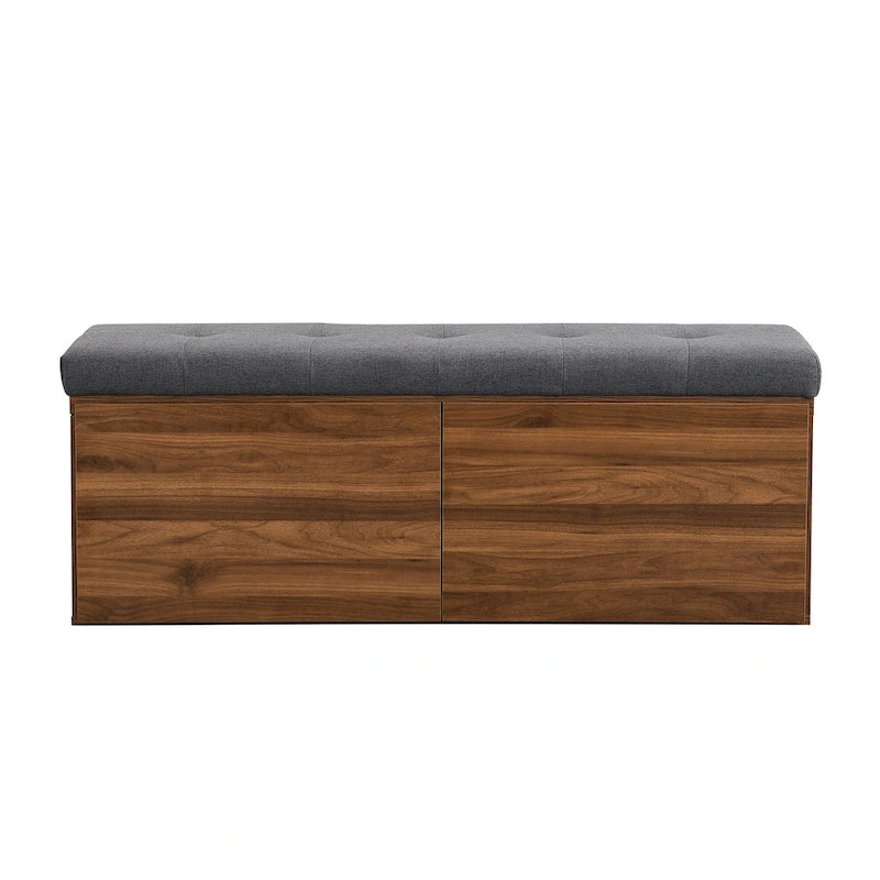 49 Shoe Storage Bench Entryway Shoe Cabinet Storage Ottoman with Padded Seat Cushion and Double Doors for Entryway, Bedroom