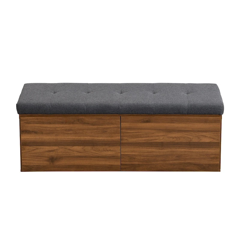 49 Shoe Storage Bench Entryway Shoe Cabinet Storage Ottoman with Padded Seat Cushion and Double Doors for Entryway, Bedroom