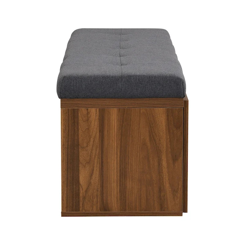 49 Shoe Storage Bench Entryway Shoe Cabinet Storage Ottoman with Padded Seat Cushion and Double Doors for Entryway, Bedroom