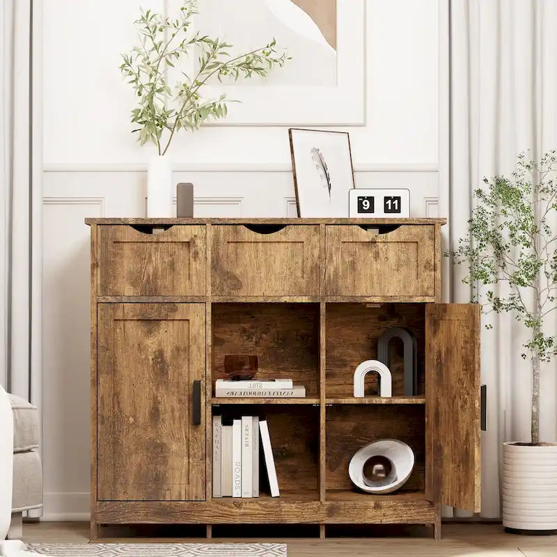 Storage Cabinets,Wooden Floor Cabinet,with Drawers and Shelves Storage Cabinets,Accent Cabinet for Living Room,Bedroom