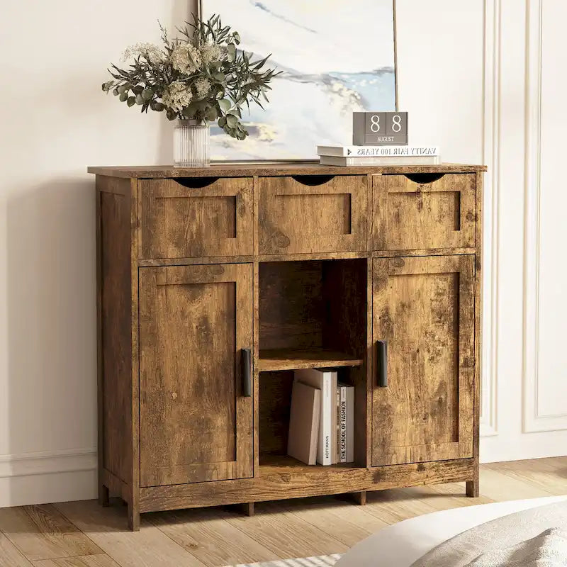 Storage Cabinets,Wooden Floor Cabinet,with Drawers and Shelves Storage Cabinets,Accent Cabinet for Living Room,Bedroom