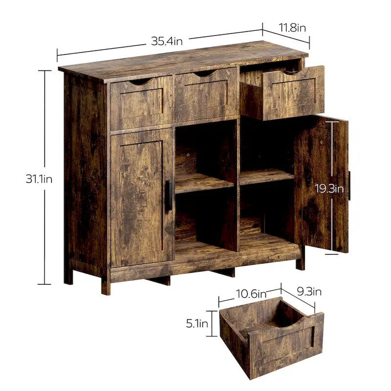 Storage Cabinets,Wooden Floor Cabinet,with Drawers and Shelves Storage Cabinets,Accent Cabinet for Living Room,Bedroom