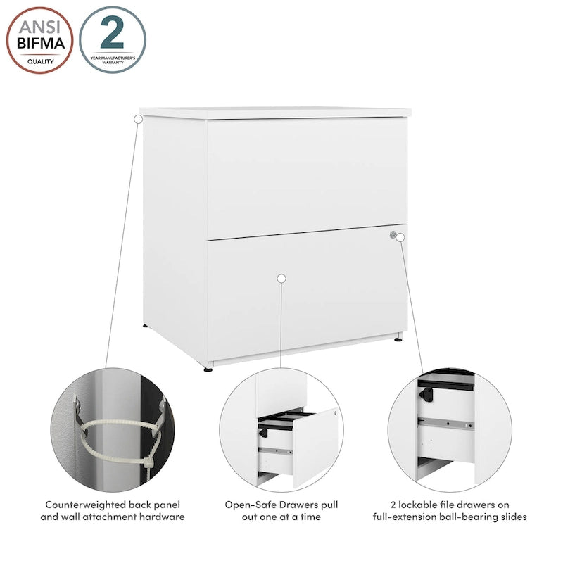 Logan 28W 2 Drawer Lateral File Cabinet by Bestar
