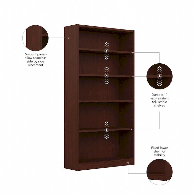 Universal Tall 5 Shelf Bookcase Storage by Bush Furniture