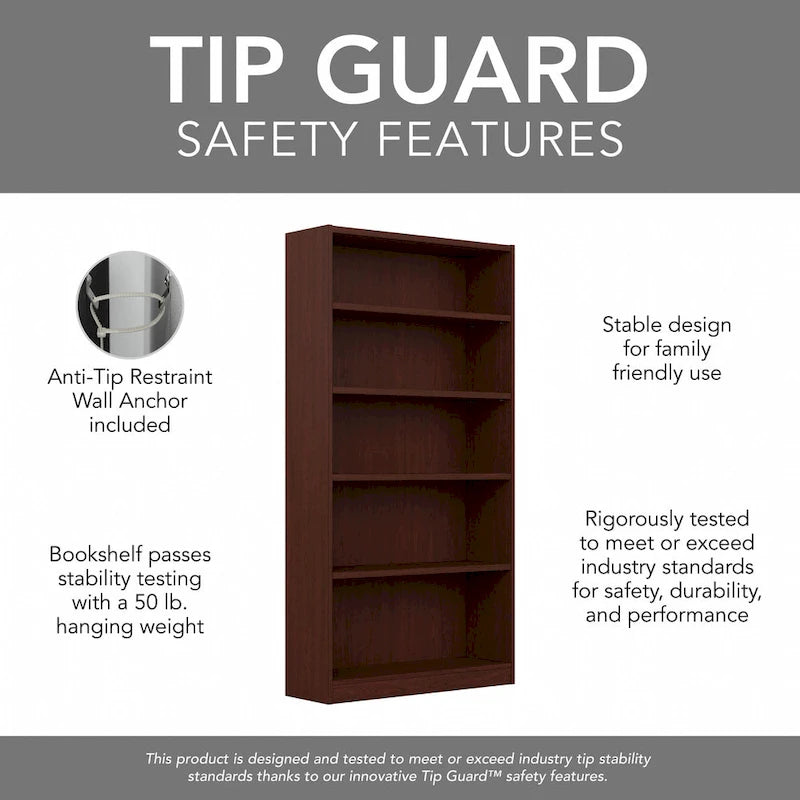 Universal Tall 5 Shelf Bookcase Storage by Bush Furniture