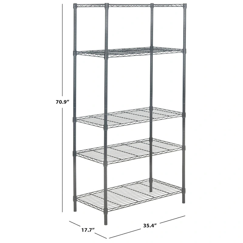 SAFAVIEH Storage Cherri 5-Tier Chrome Wire Adjustable Rack - 35.4 x 17.7 x 70.9 - 35Wx18Dx71H