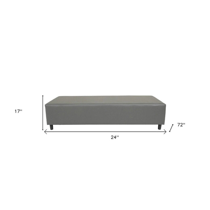 HomeRoots 72 Gray and Black Upholstered Genuine Leather Bench - 72