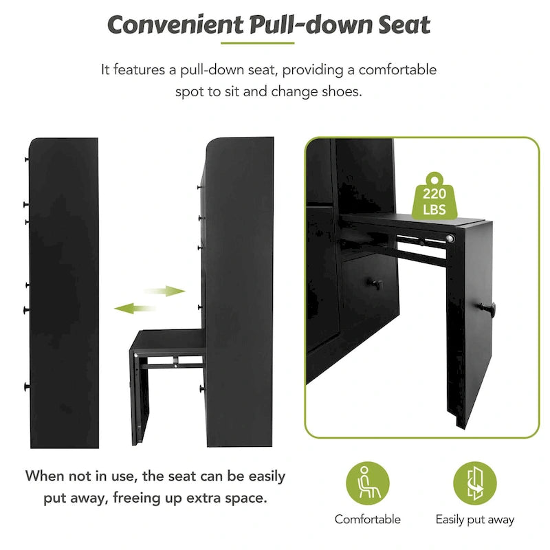 Versatile Tipping Bucket Shoe Cabinet with 3 Flip Drawers, Maximum Storage Entryway Organizer with Drawer