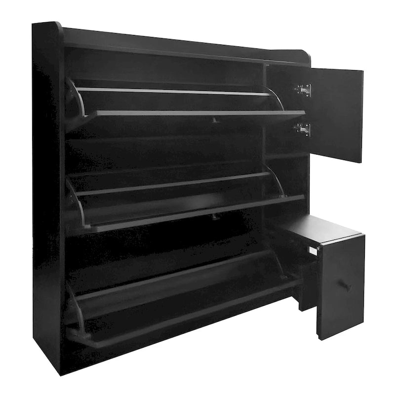 Versatile Tipping Bucket Shoe Cabinet with 3 Flip Drawers, Maximum Storage Entryway Organizer with Drawer