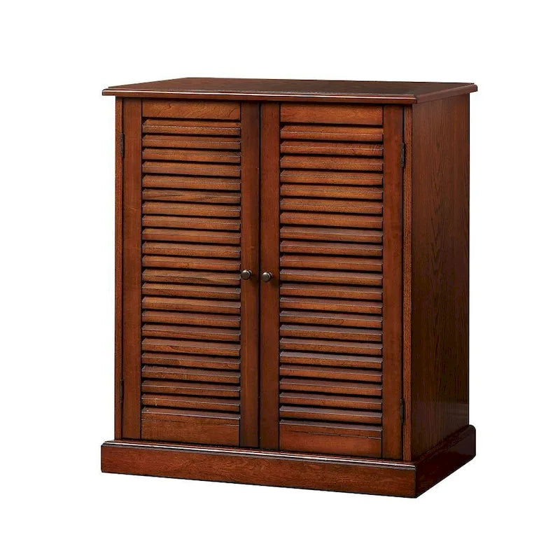 Modern Transitional Design 1pc Shoe Cabinet Espresso Finish Adjustable Shelves Louver Design Doors Home Furniture Shoe Rack