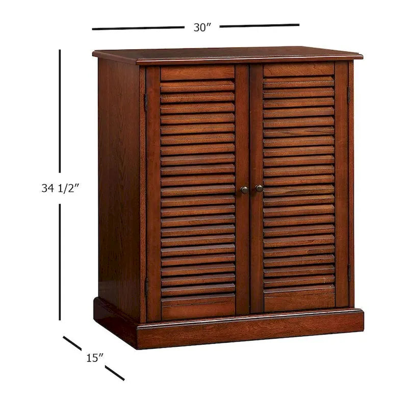 Modern Transitional Design 1pc Shoe Cabinet Espresso Finish Adjustable Shelves Louver Design Doors Home Furniture Shoe Rack