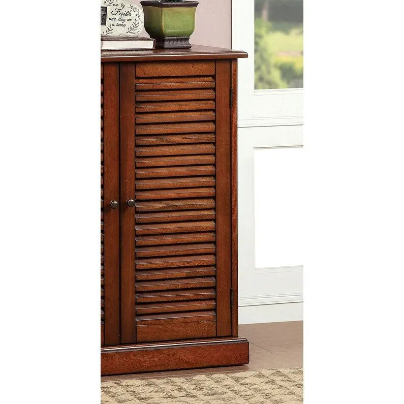 Modern Transitional Design 1pc Shoe Cabinet Espresso Finish Adjustable Shelves Louver Design Doors Home Furniture Shoe Rack