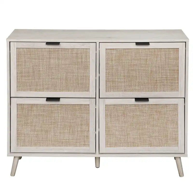 4 Door Shoe Rack, Freestanding Modern Shoe Storage Cabinet, for Entryway