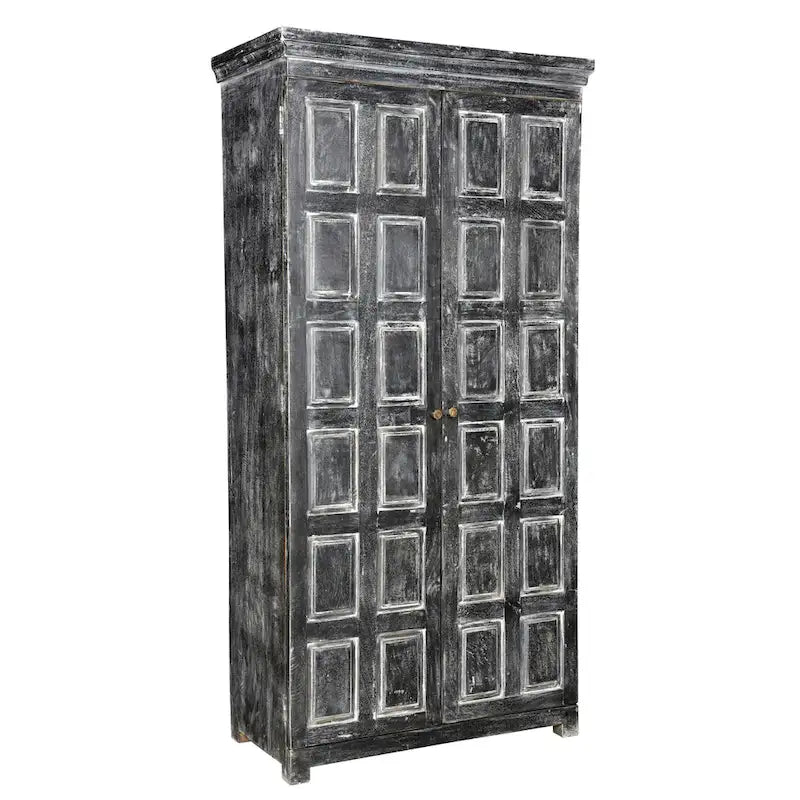 HomeRoots 72 Dark Gray Solid Wood Pantry Or Storage Closet - 36' X '72' X '18