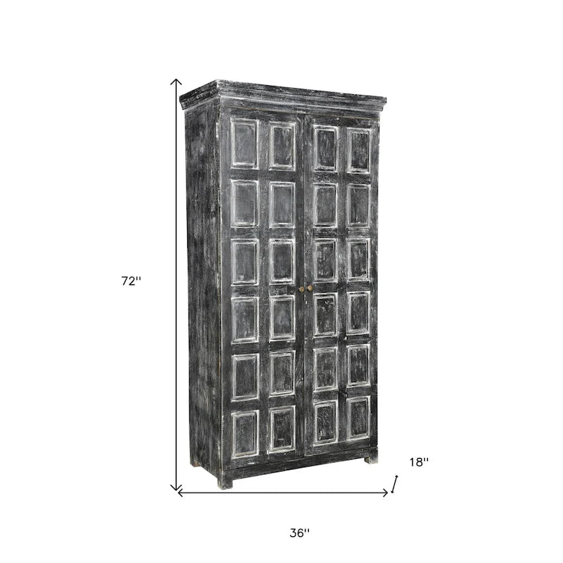 HomeRoots 72 Dark Gray Solid Wood Pantry Or Storage Closet - 36' X '72' X '18