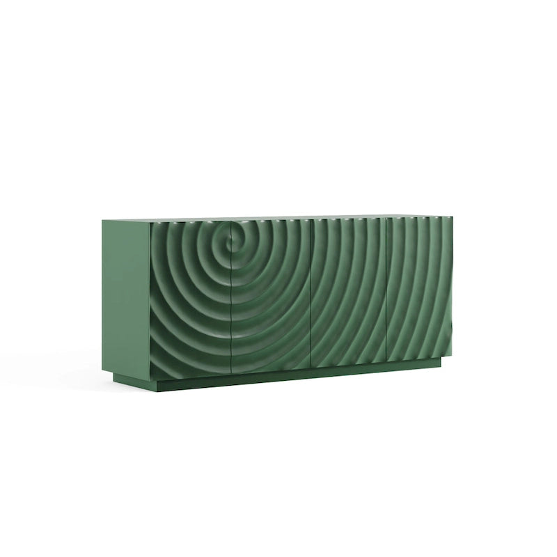 Stylish and Functional 4-Door Cabinet with Suspended Base, for Living Room and Kitchen, 59.0615.6726.46(GREEN)