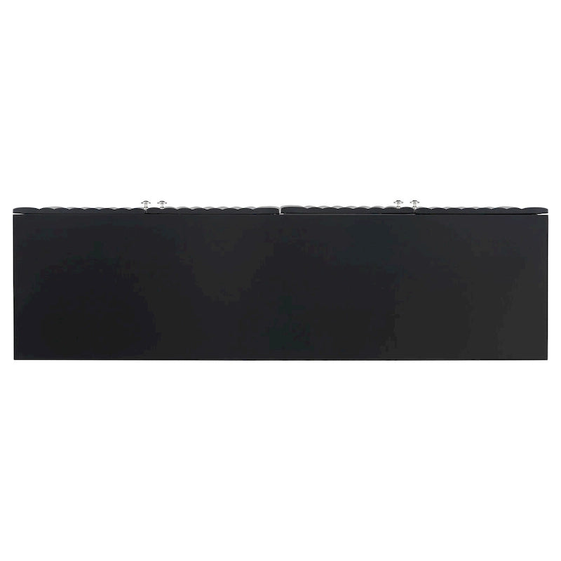 Elegant Four-Door Sideboard with Wavy Pattern Doors, Cylindrical Legs, and Sleek Metal Handles