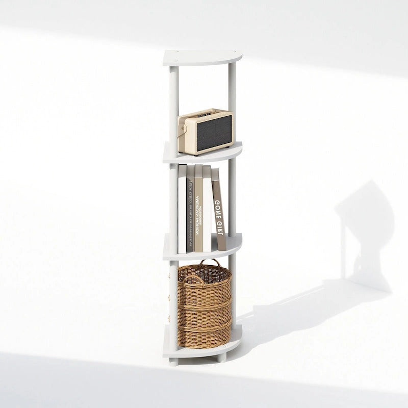 Furinno Turn-N-Tube 4-Tier Multipurpose Corner Shelf, Display Shelf, White/White
