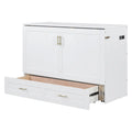 Full Size Murphy Bed Wall Bed with drawer and a set of Sockets & USB Ports, Pulley Structure Design